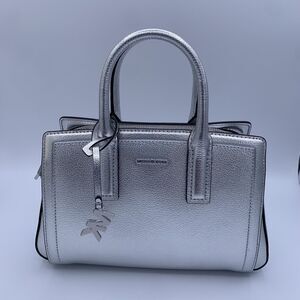 Michael Kors Laila Small Satchel Pebbled Leather Silver‑Tone Hardware Top Handle